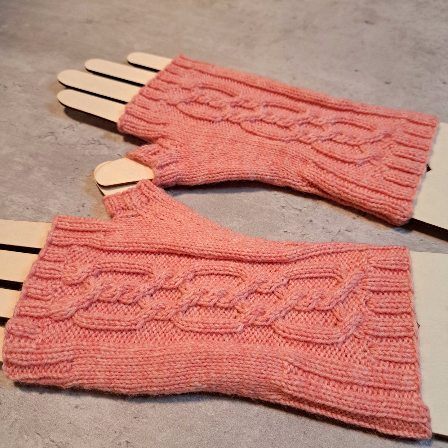 Handknit Fingerless Gloves/Hand Warmers, size medium (23-01)