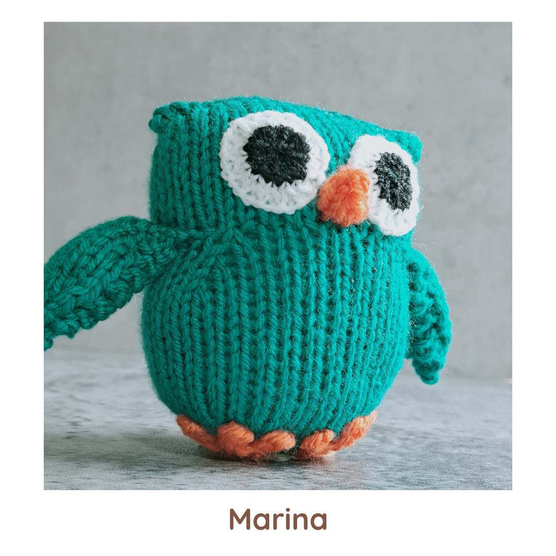 Handknit Owl Toy - Blues