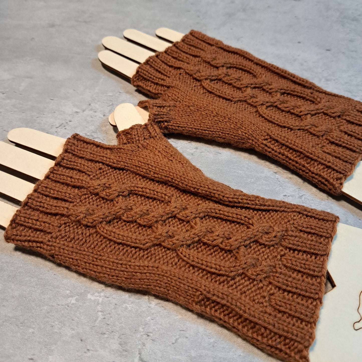 Handknit Fingerless Gloves/Hand Warmers, size small (24-04)