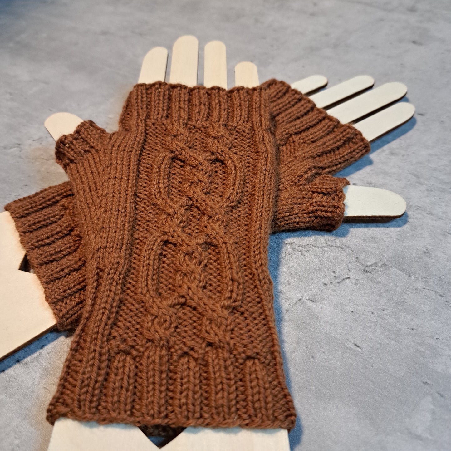 Handknit Fingerless Gloves/Hand Warmers, size small (24-04)