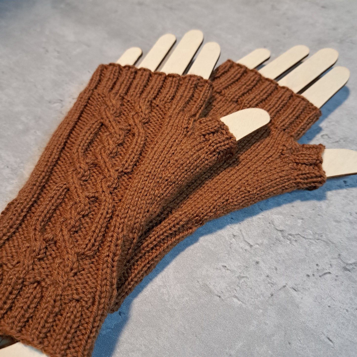 Handknit Fingerless Gloves/Hand Warmers, size small (24-04)