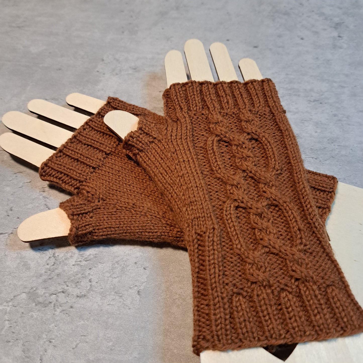 Handknit Fingerless Gloves/Hand Warmers, size small (24-04)