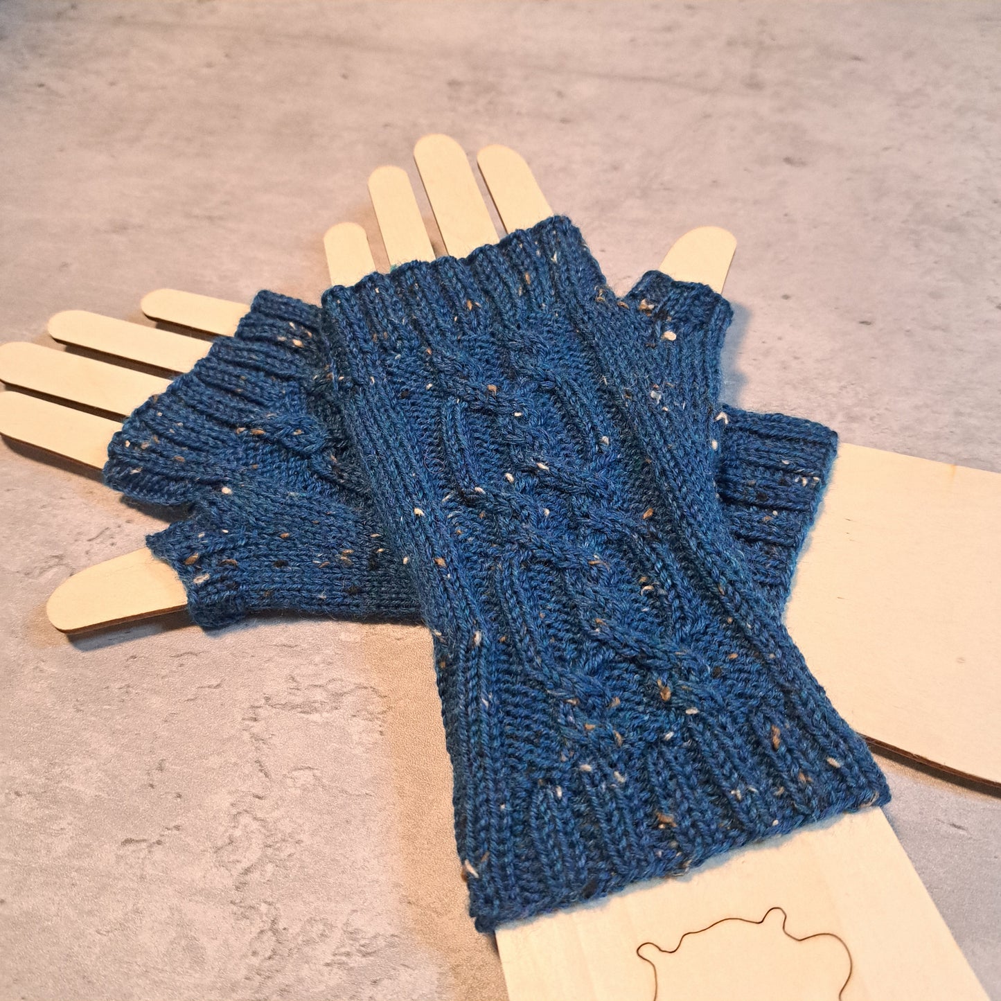 Handknit Fingerless Gloves/Hand Warmers, size small (24-05)