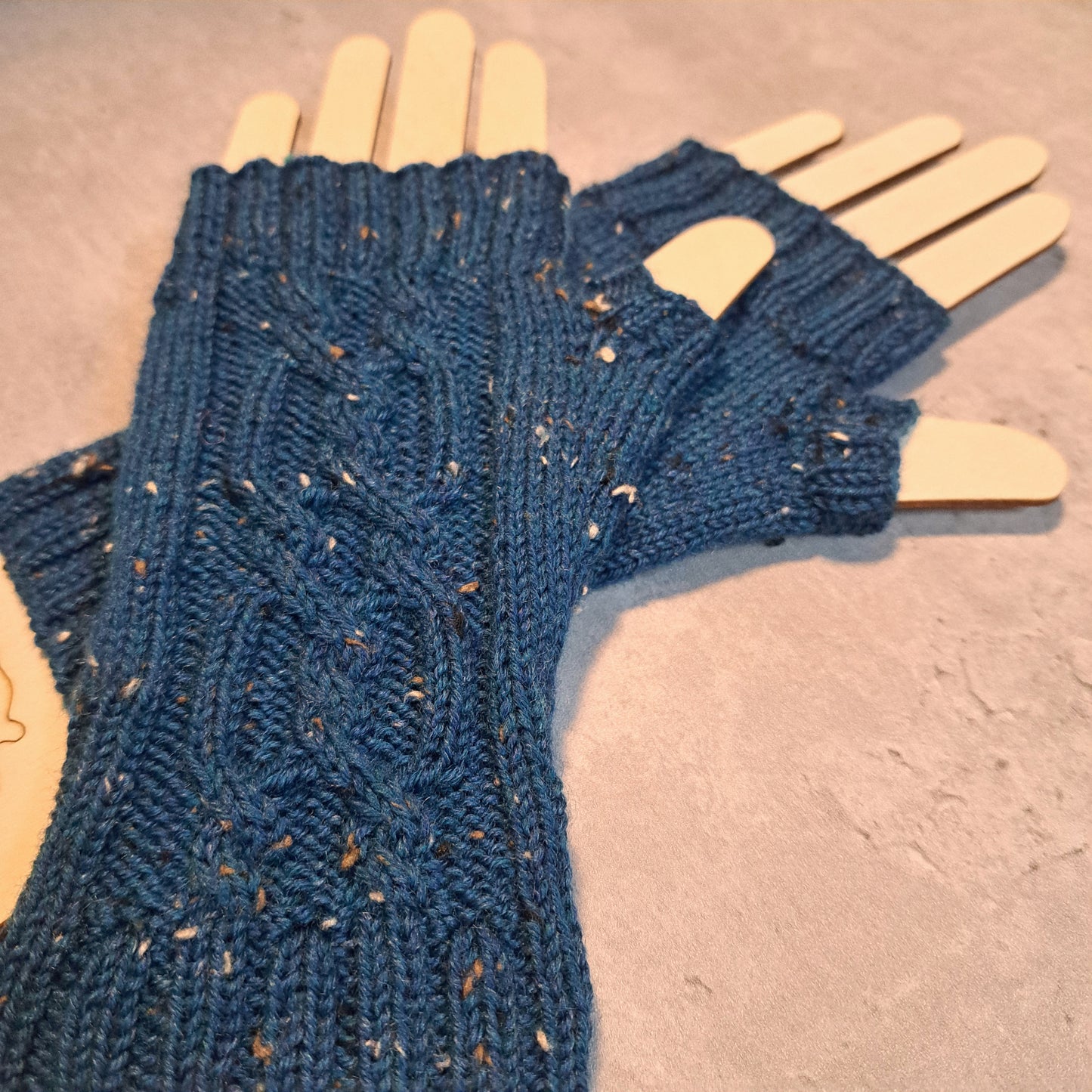 Handknit Fingerless Gloves/Hand Warmers, size small (24-05)