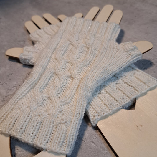 Handknit Fingerless Gloves/Hand Warmers, size small (24-01)