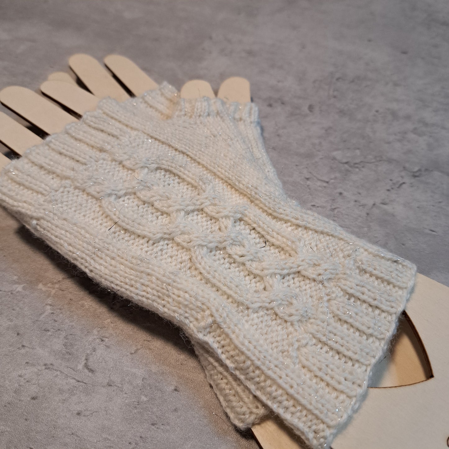 Handknit Fingerless Gloves/Hand Warmers, size small (24-01)