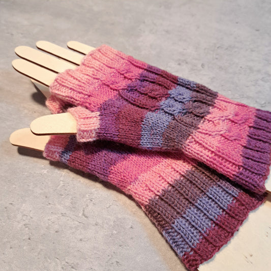 Handknit Fingerless Gloves/Hand Warmers, size small (24-07)