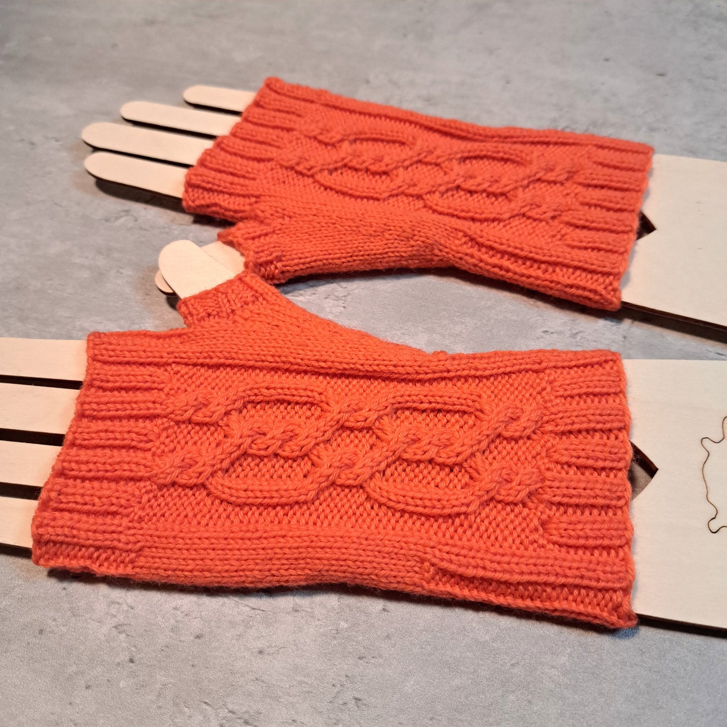 Handknit Fingerless Gloves/Hand Warmers, size small (24-02)