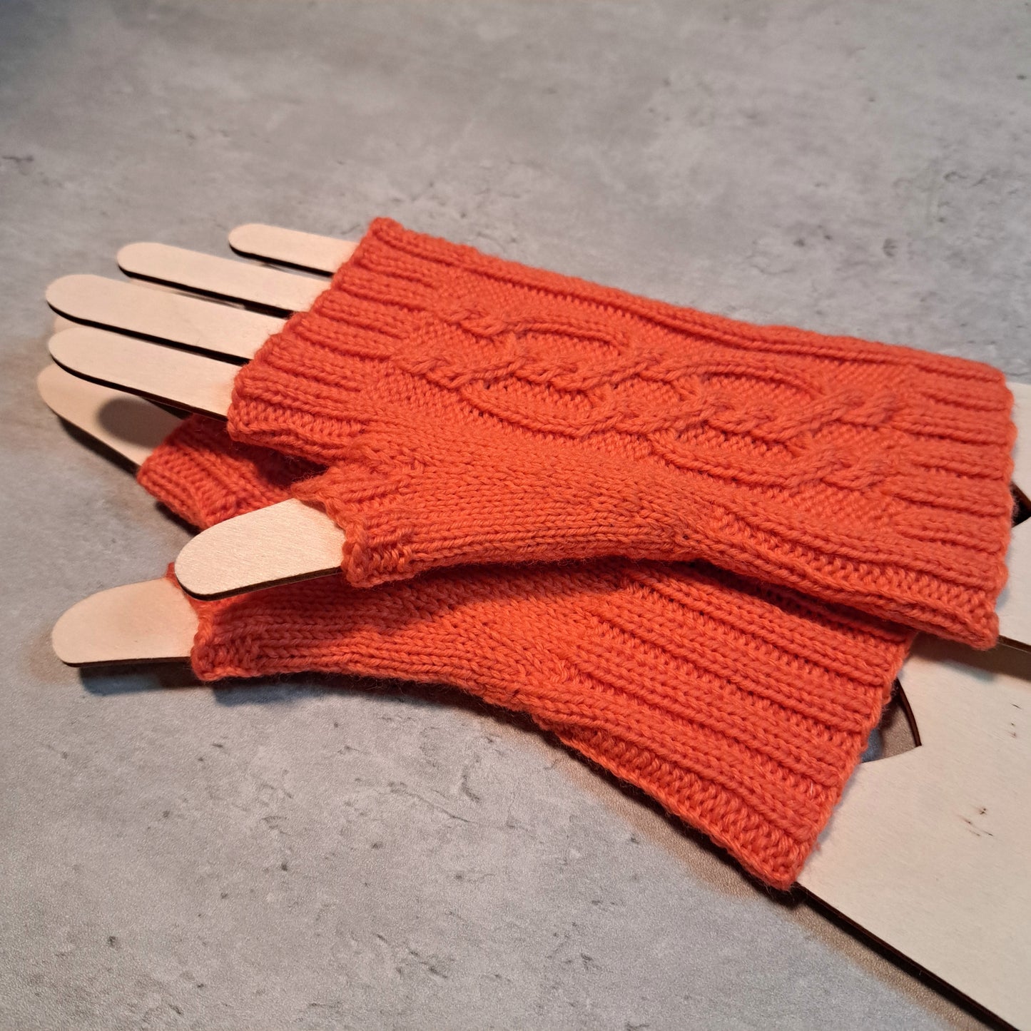 Handknit Fingerless Gloves/Hand Warmers, size small (24-02)