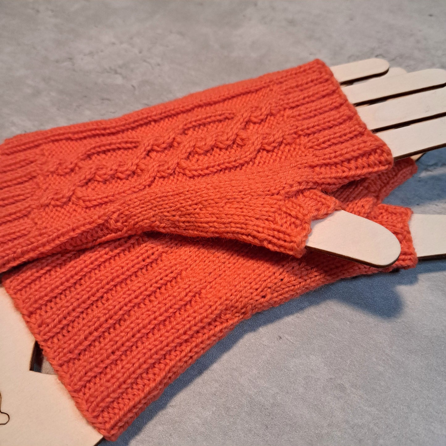 Handknit Fingerless Gloves/Hand Warmers, size small (24-02)