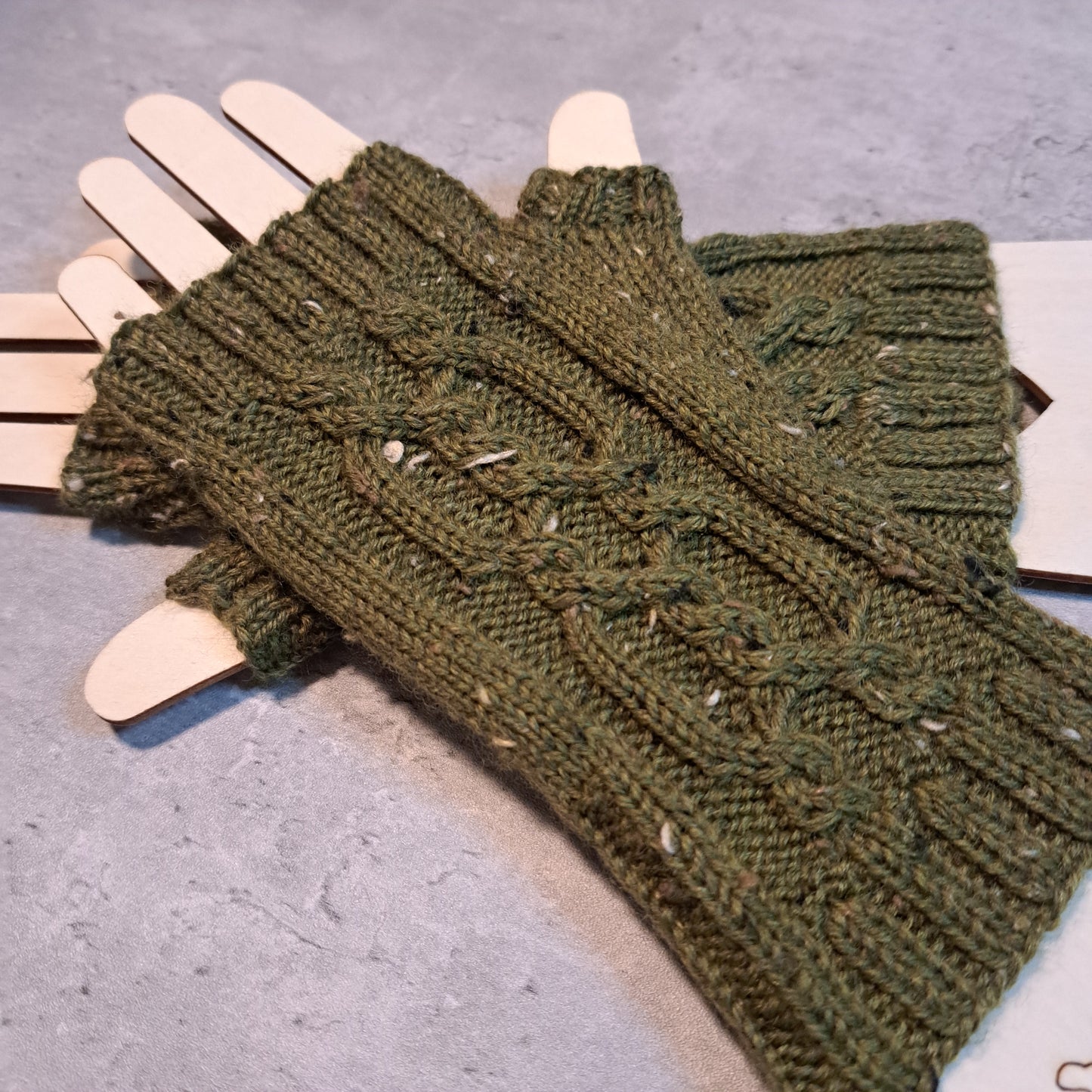 Handknit Fingerless Gloves/Hand Warmers, size small (24-03)