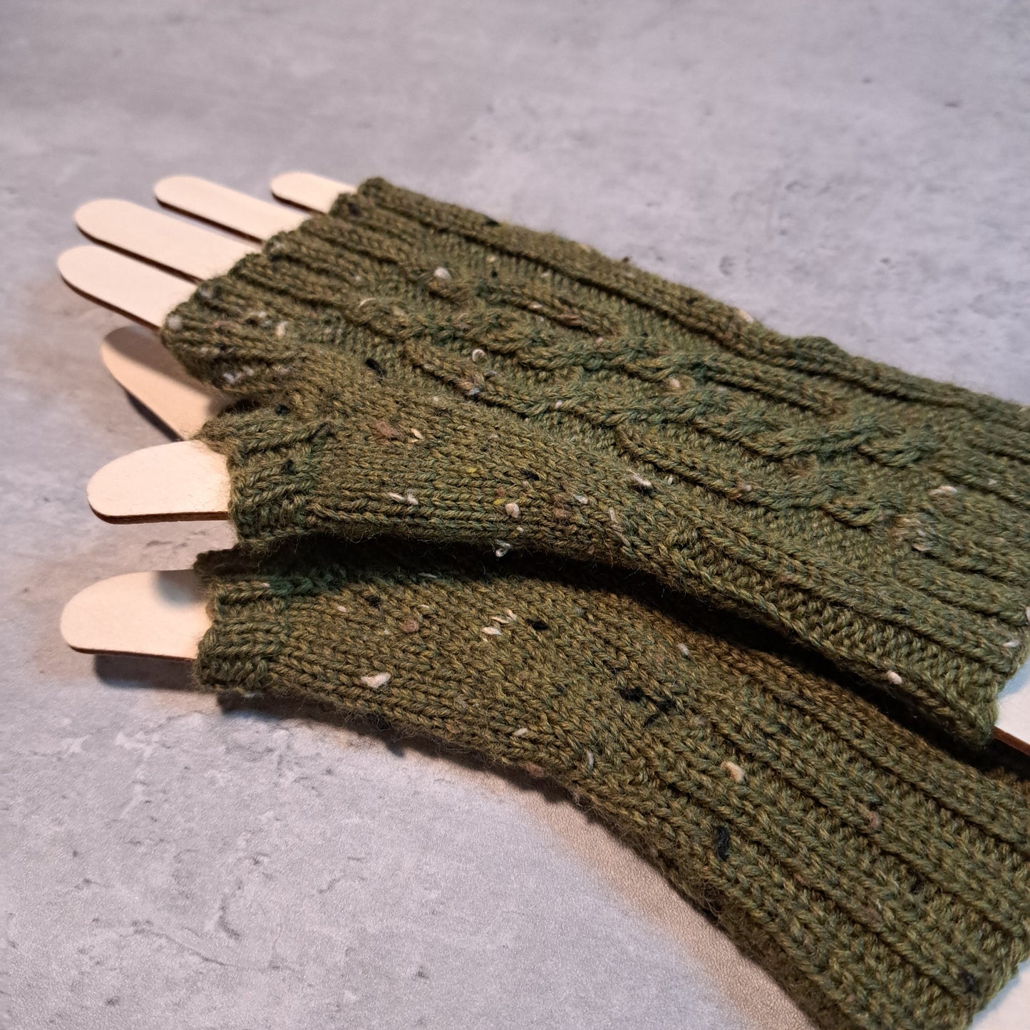 Handknit Fingerless Gloves/Hand Warmers, size small (24-03)