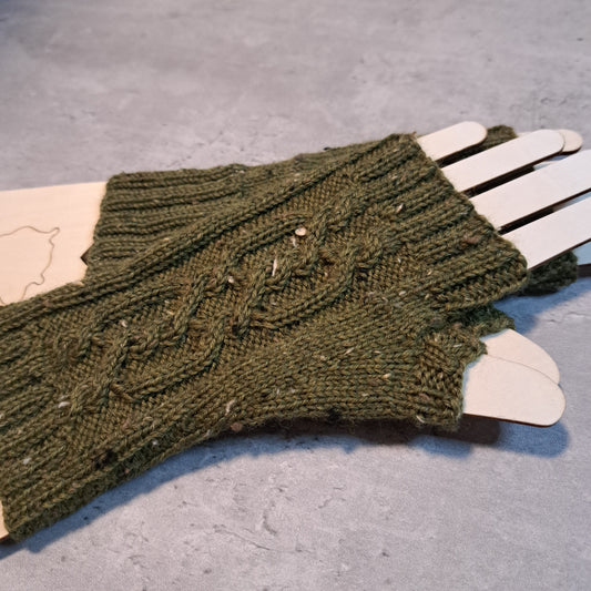 Handknit Fingerless Gloves/Hand Warmers, size small (24-03)