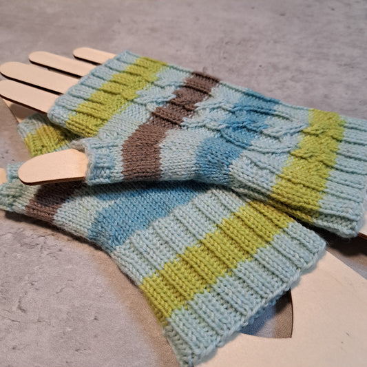 Handknit Fingerless Gloves/Hand Warmers, size small (22-03)