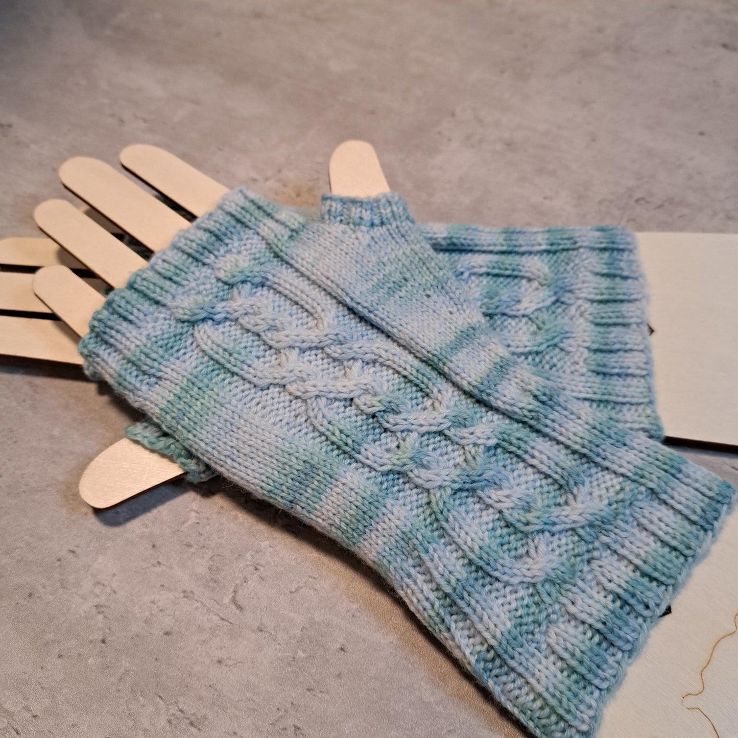 Handknit Fingerless Gloves/Hand Warmers, size medium (22-01)