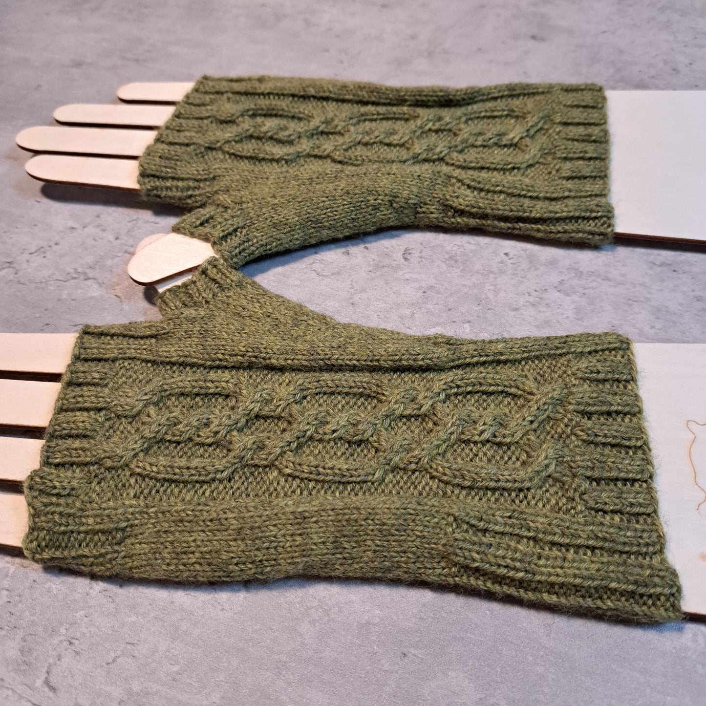 Handknit Fingerless Gloves/Hand Warmers, size medium (23-02)