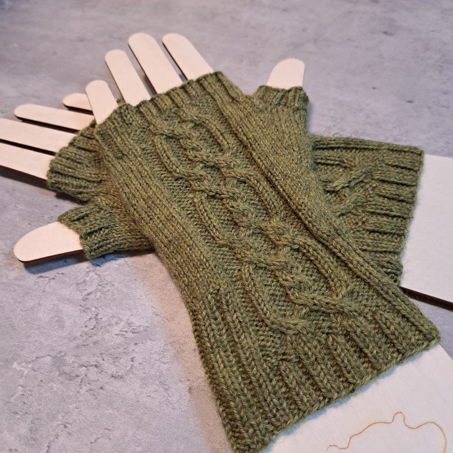 Handknit Fingerless Gloves/Hand Warmers, size medium (23-02)