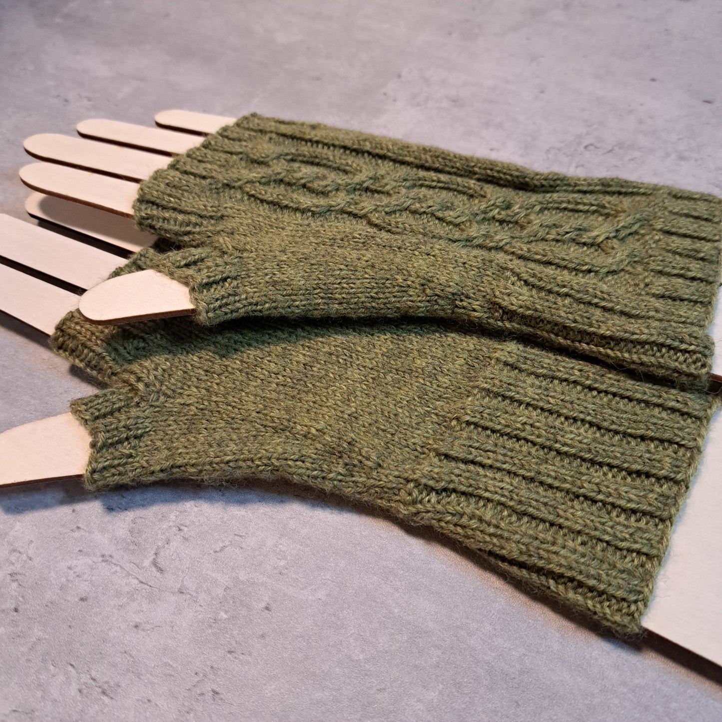 Handknit Fingerless Gloves/Hand Warmers, size medium (23-02)