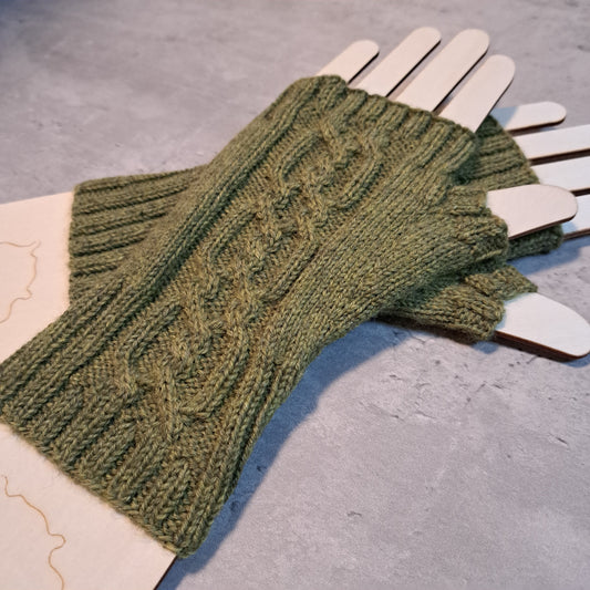 Handknit Fingerless Gloves/Hand Warmers, size medium (23-02)