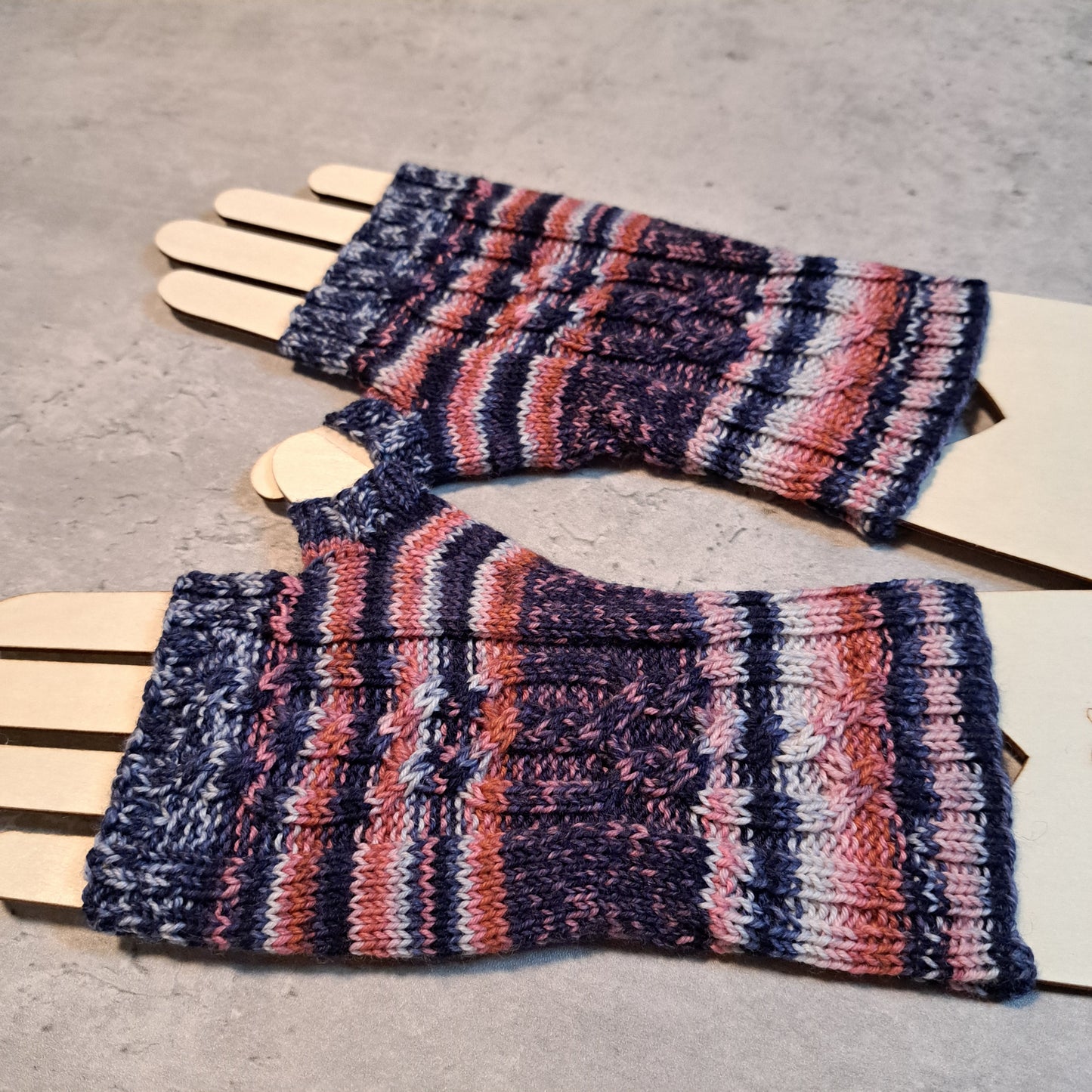 Handknit Fingerless Gloves/Hand Warmers, size medium (23-05)