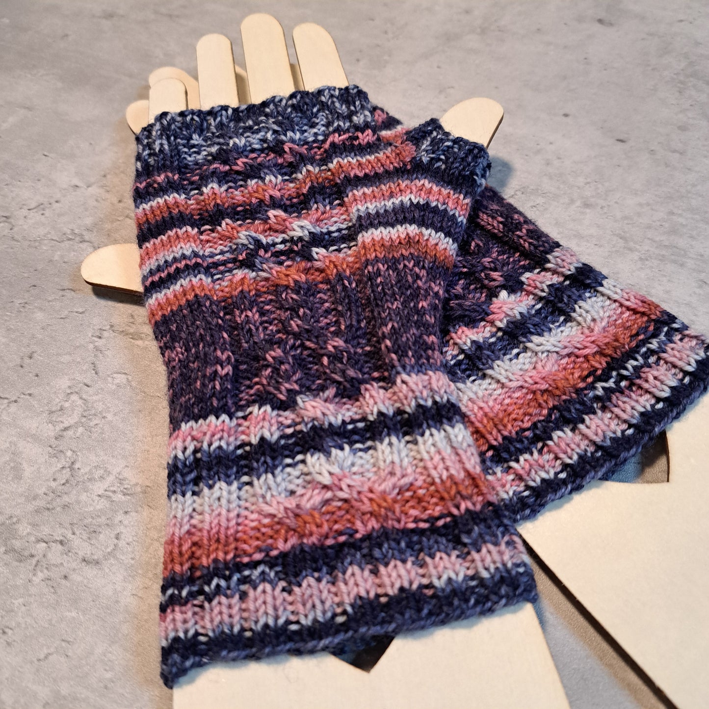 Handknit Fingerless Gloves/Hand Warmers, size medium (23-05)