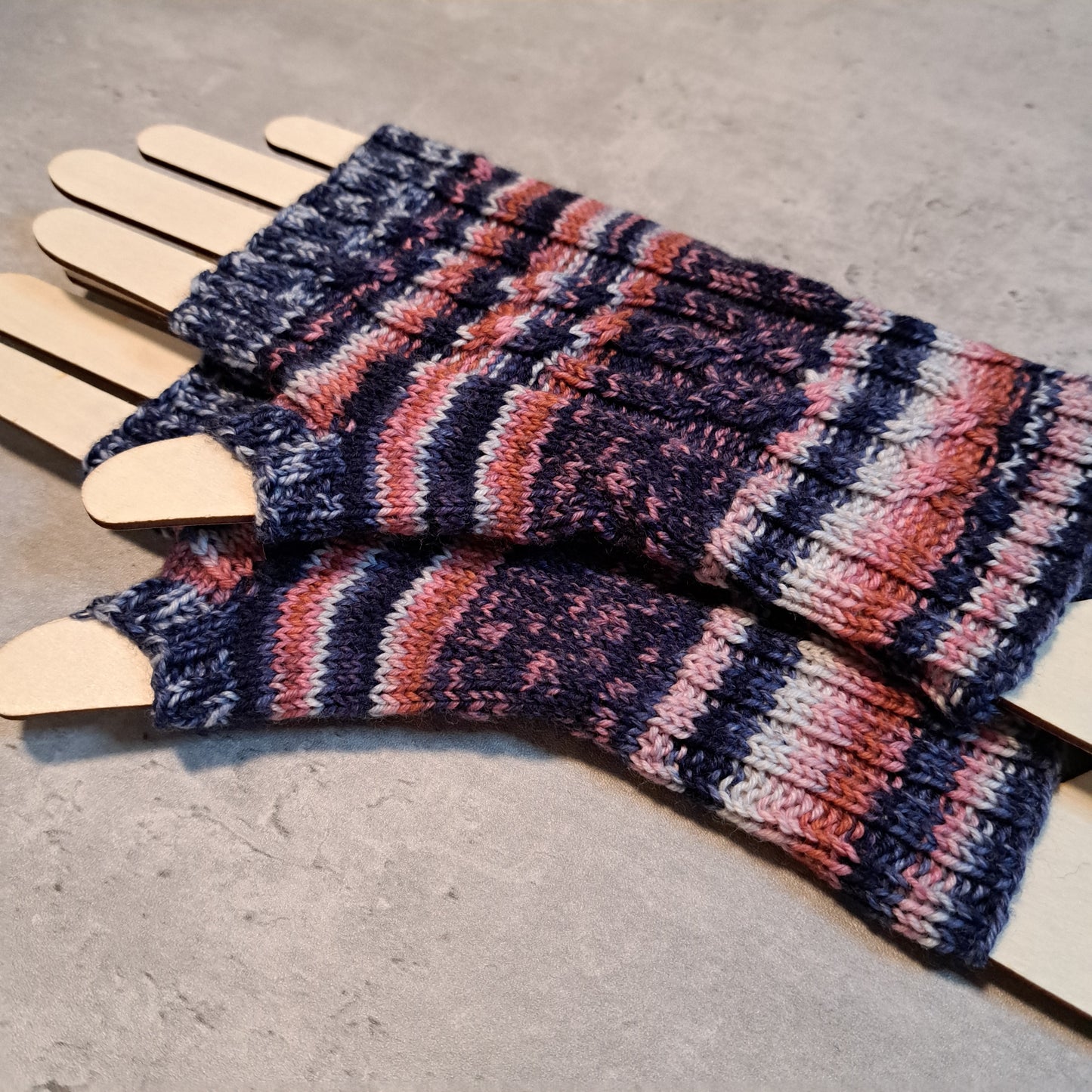 Handknit Fingerless Gloves/Hand Warmers, size medium (23-05)