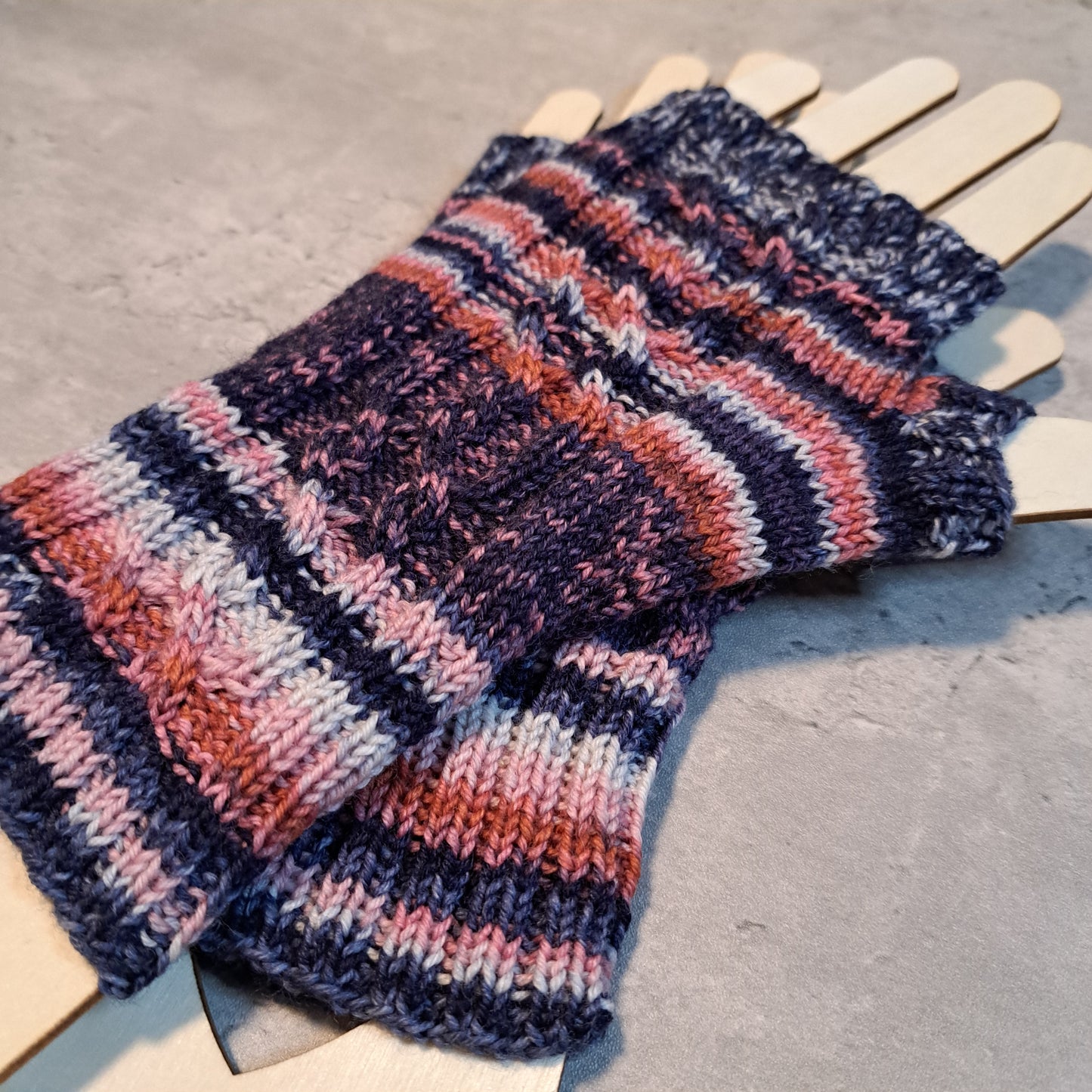 Handknit Fingerless Gloves/Hand Warmers, size medium (23-05)