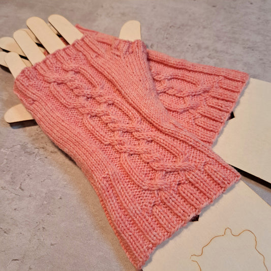 Handknit Fingerless Gloves/Hand Warmers, size medium (23-01)