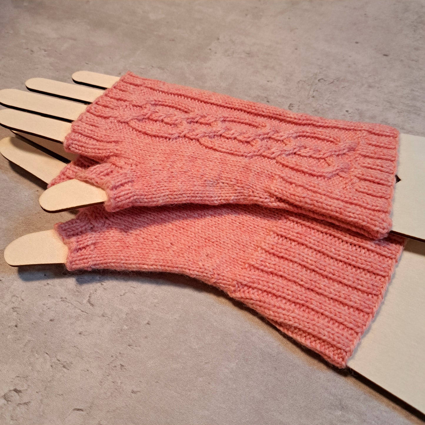 Handknit Fingerless Gloves/Hand Warmers, size medium (23-01)