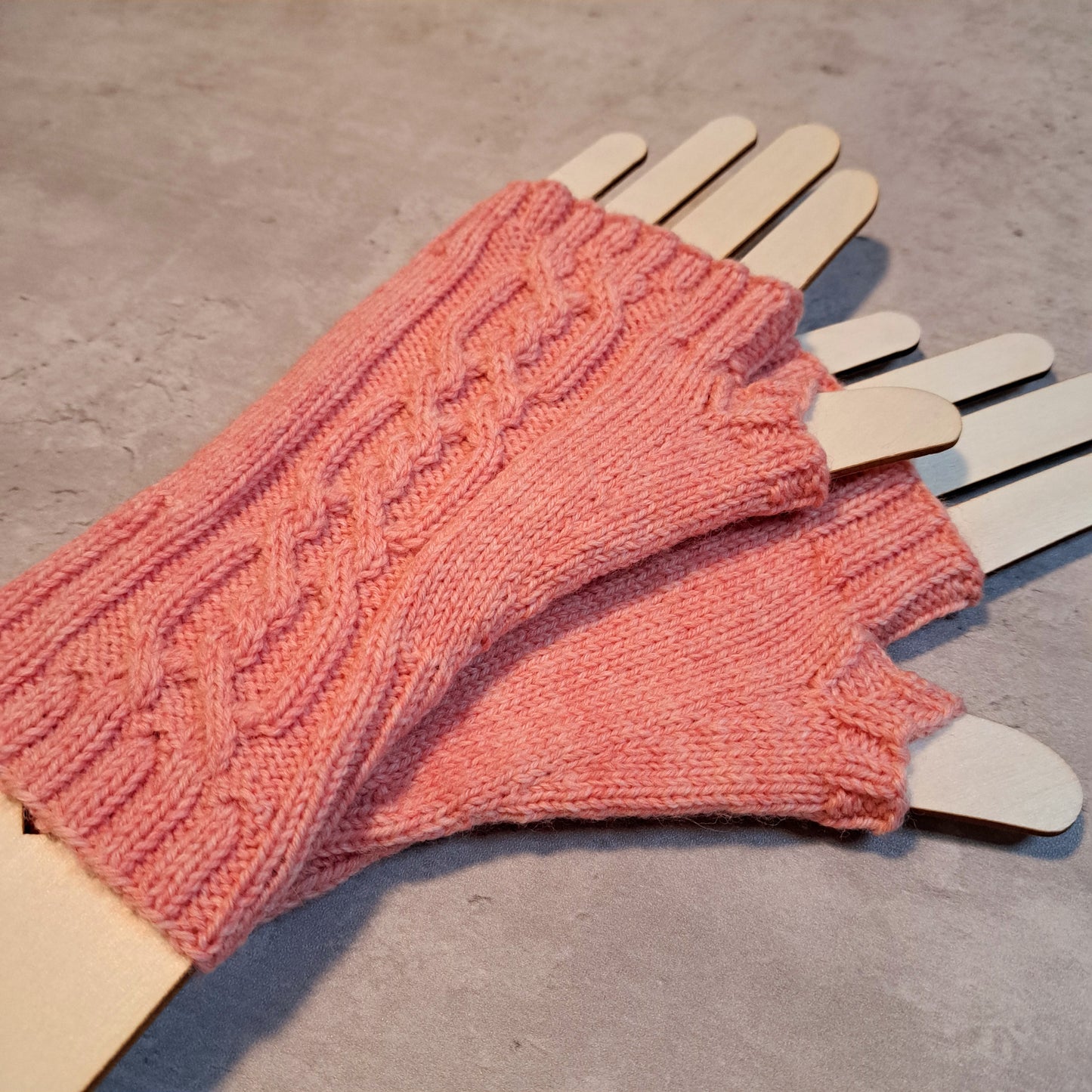 Handknit Fingerless Gloves/Hand Warmers, size medium (23-01)