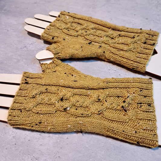 Handknit Fingerless Gloves/Hand Warmers, size medium (23-03)