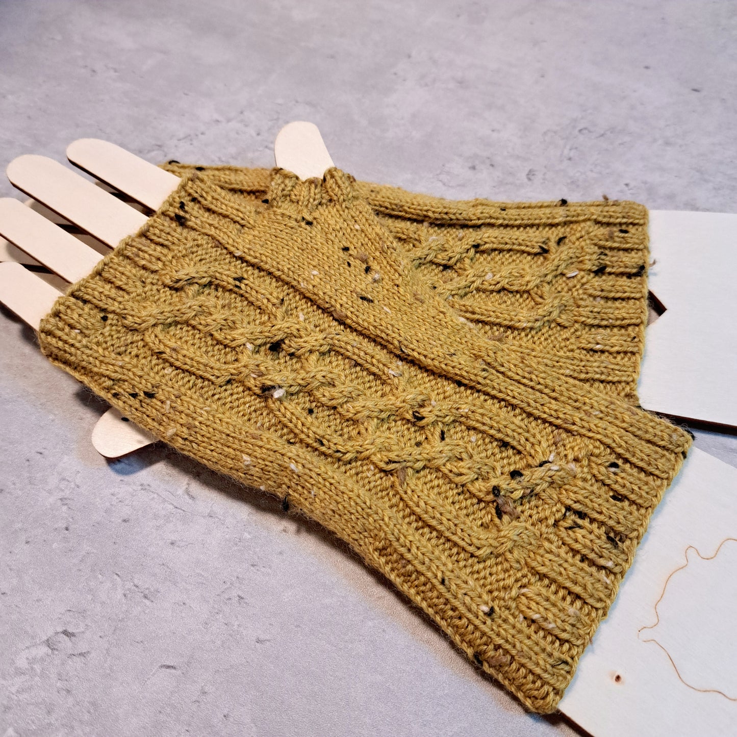 Handknit Fingerless Gloves/Hand Warmers, size medium (23-03)