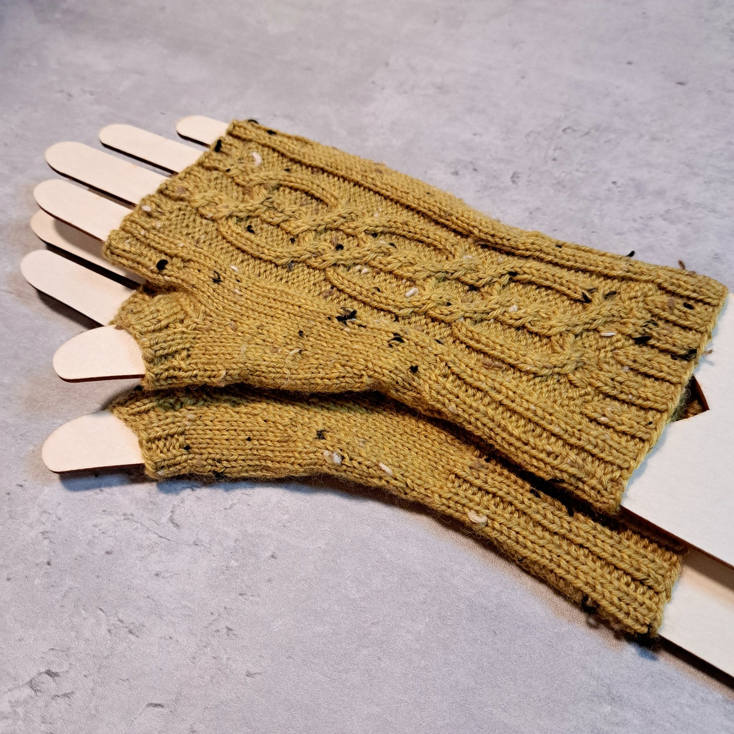 Handknit Fingerless Gloves/Hand Warmers, size medium (23-03)