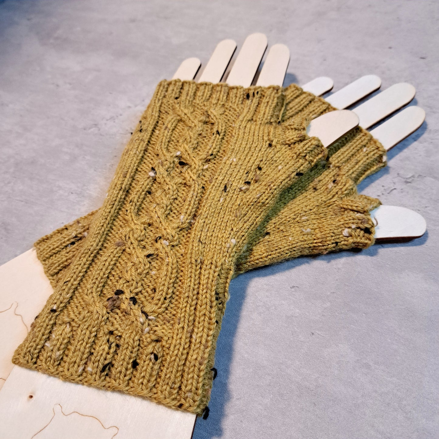 Handknit Fingerless Gloves/Hand Warmers, size medium (23-03)