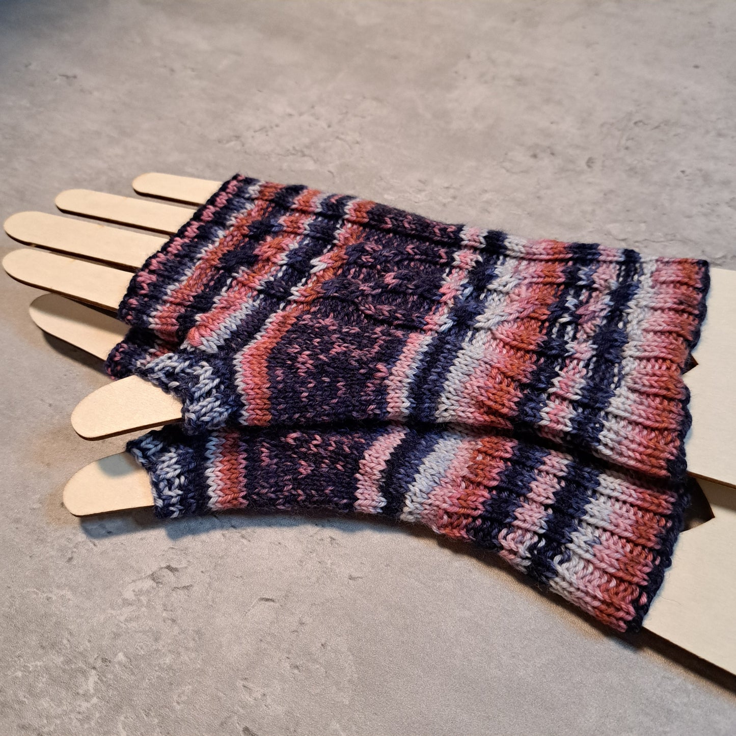 Handknit Fingerless Gloves/Hand Warmers, size medium (23-06)