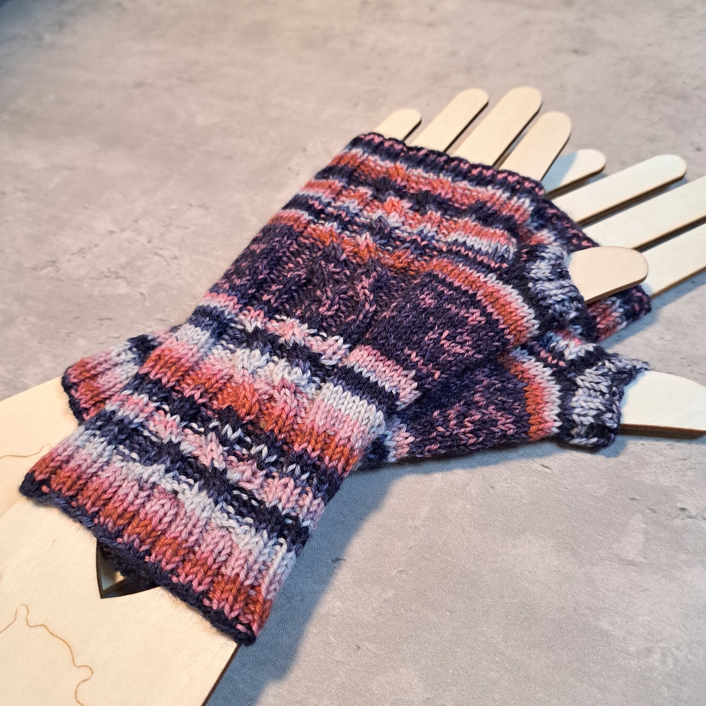 Handknit Fingerless Gloves/Hand Warmers, size medium (23-06)