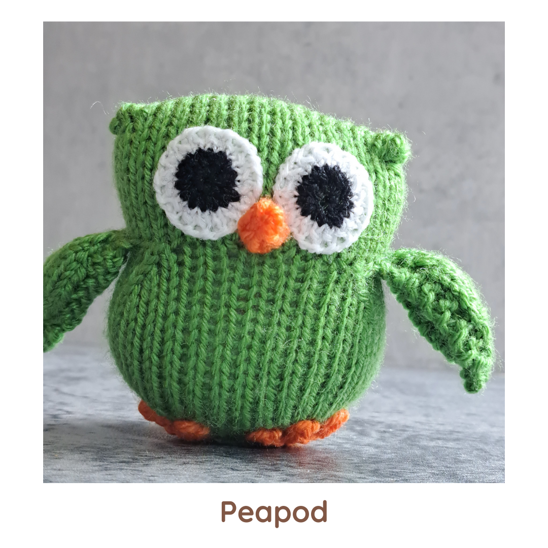 Handknit Owl Toy - Greens