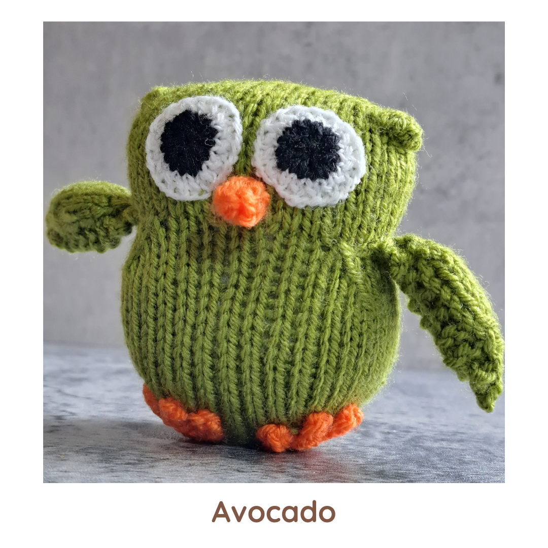 Handknit Owl Toy - Greens