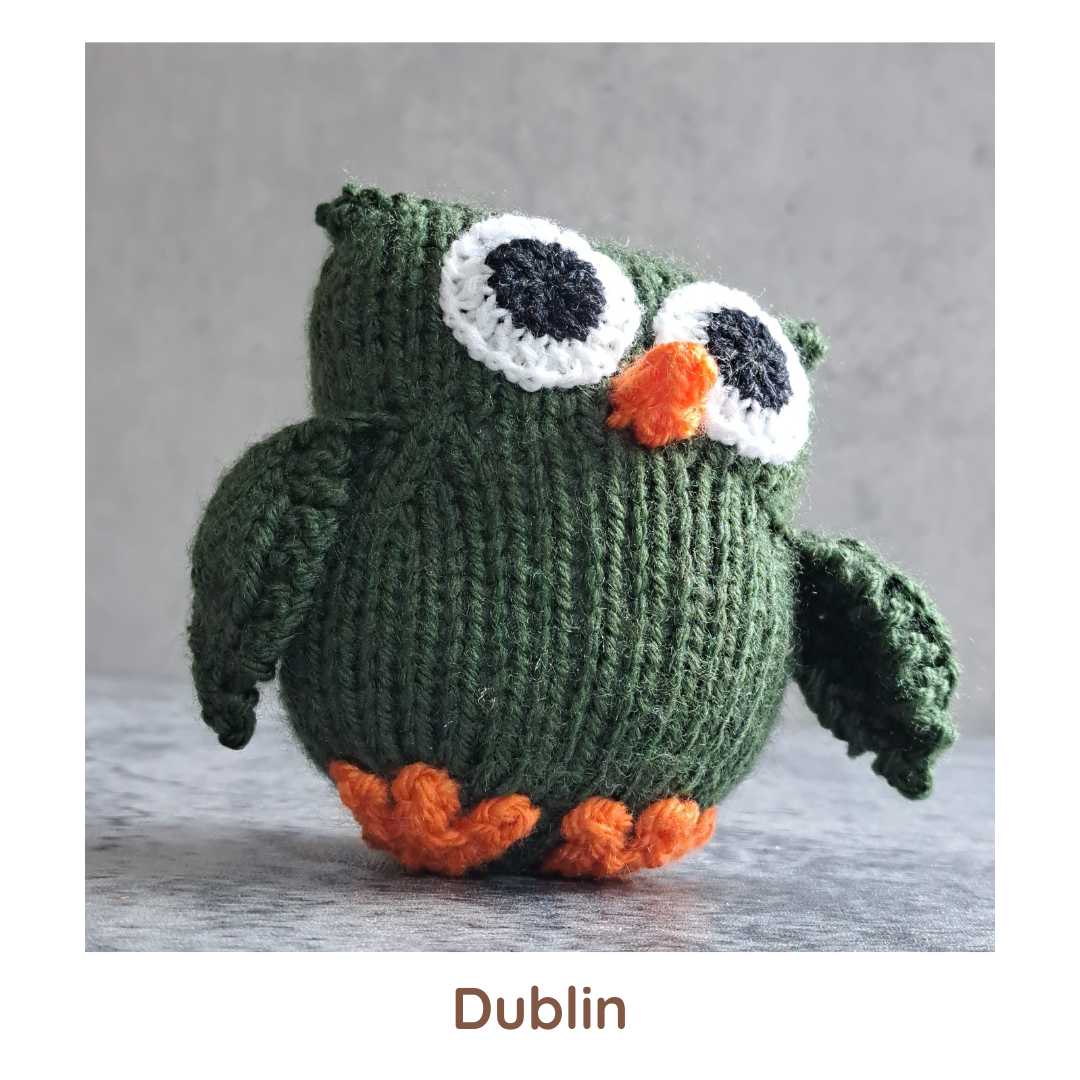 Handknit Owl Toy - Greens