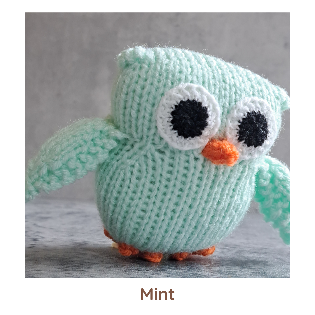 Handknit Owl Toy - Greens