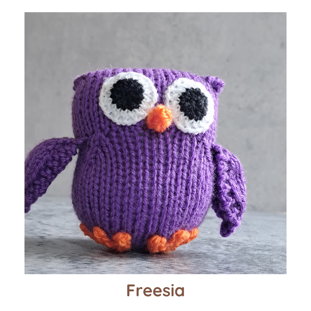 Handknit Owl Toy - Purples and Pinks