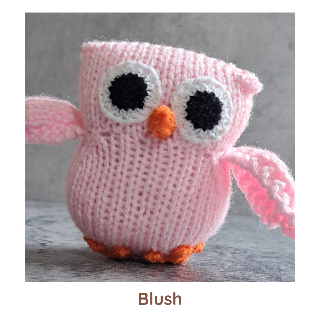 Handknit Owl Toy - Purples and Pinks