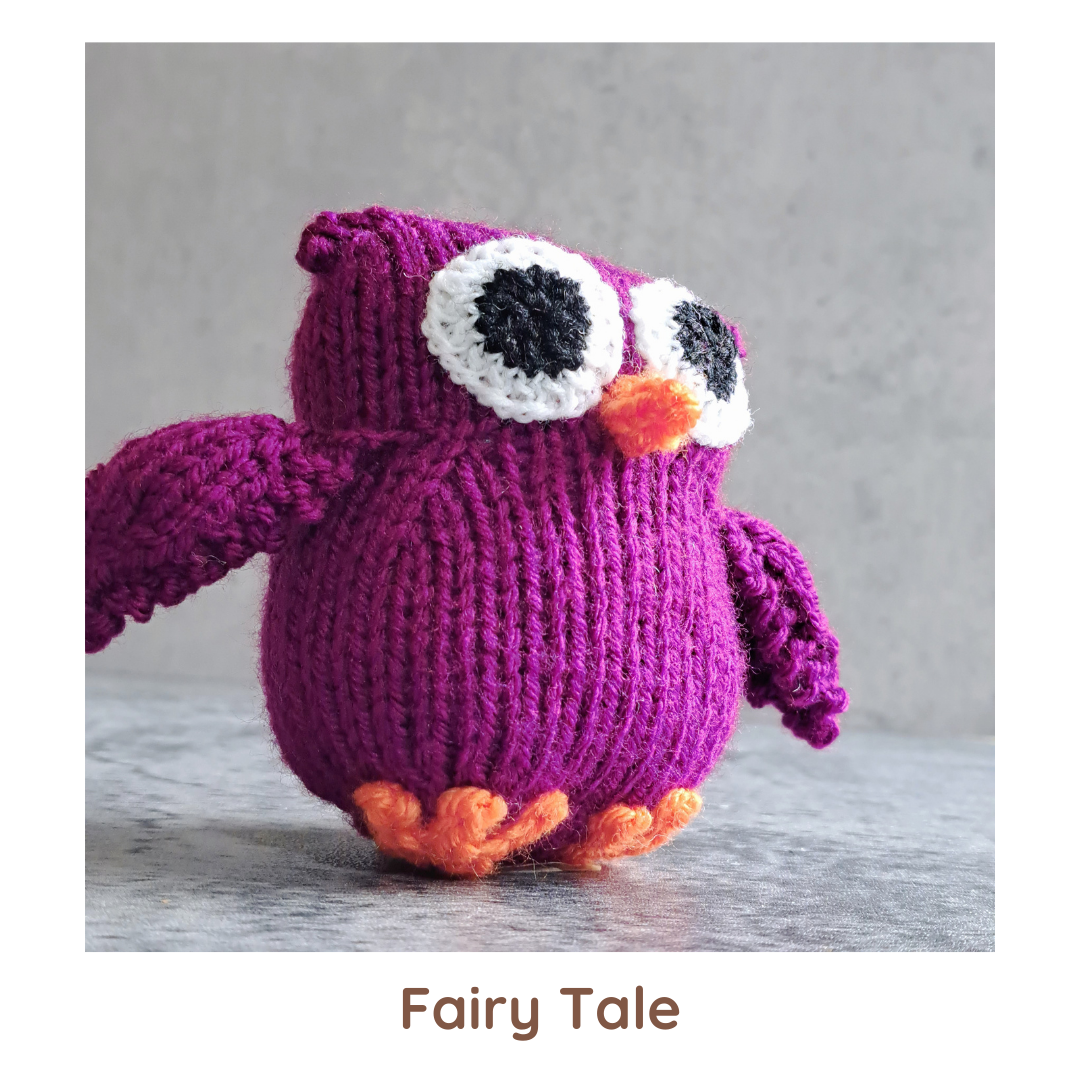 Handknit Owl Toy - Purples and Pinks