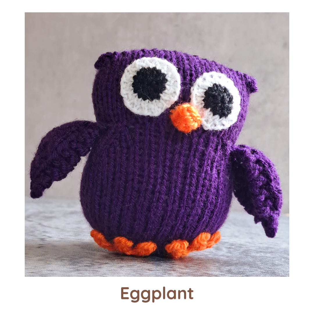 Handknit Owl Toy - Purples and Pinks