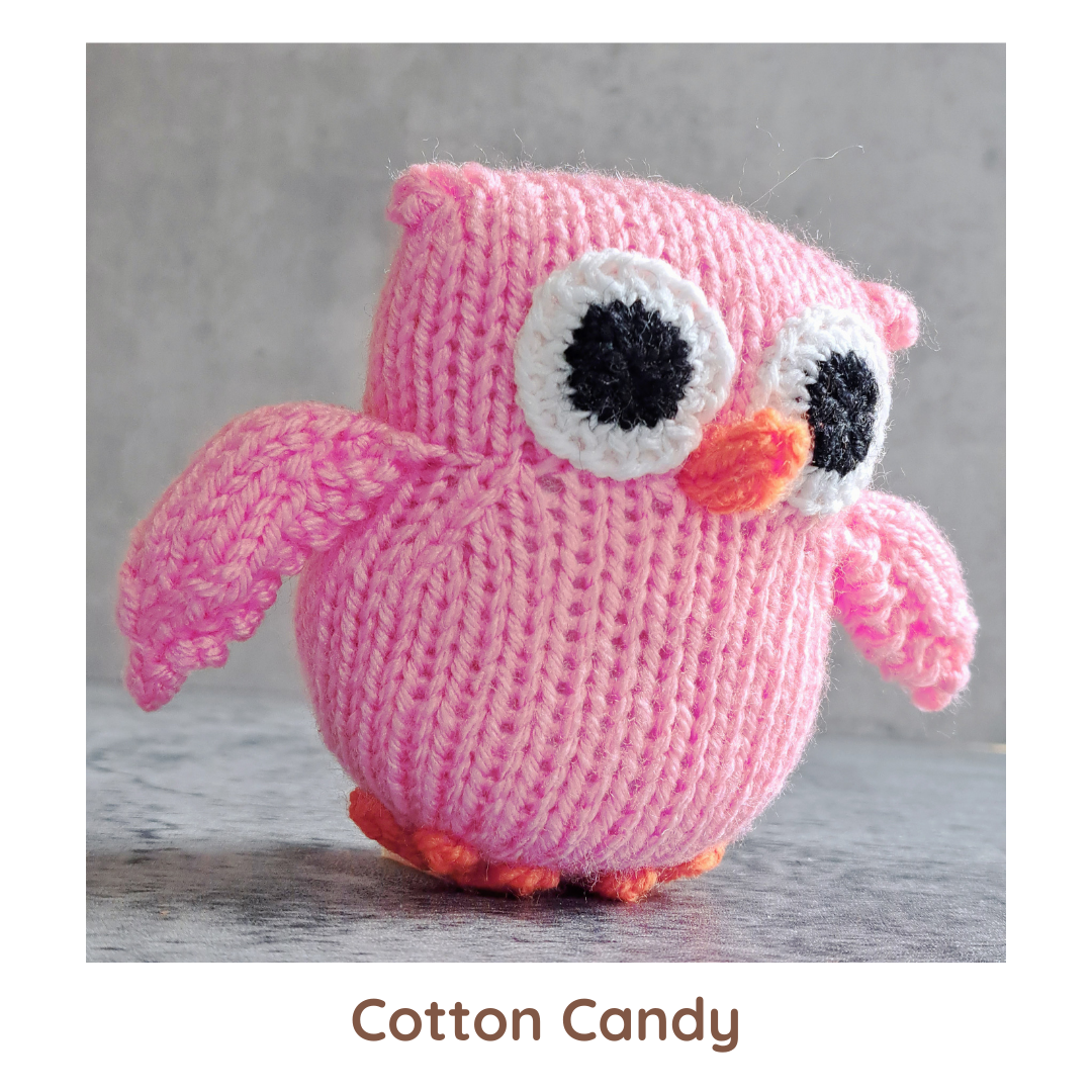 Handknit Owl Toy - Purples and Pinks