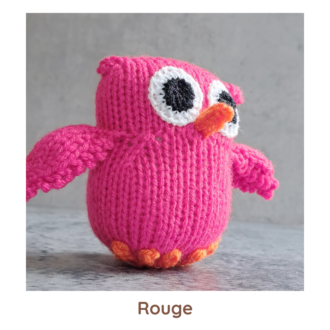 Handknit Owl Toy - Purples and Pinks