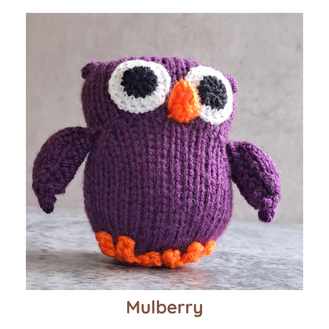 Handknit Owl Toy - Purples and Pinks