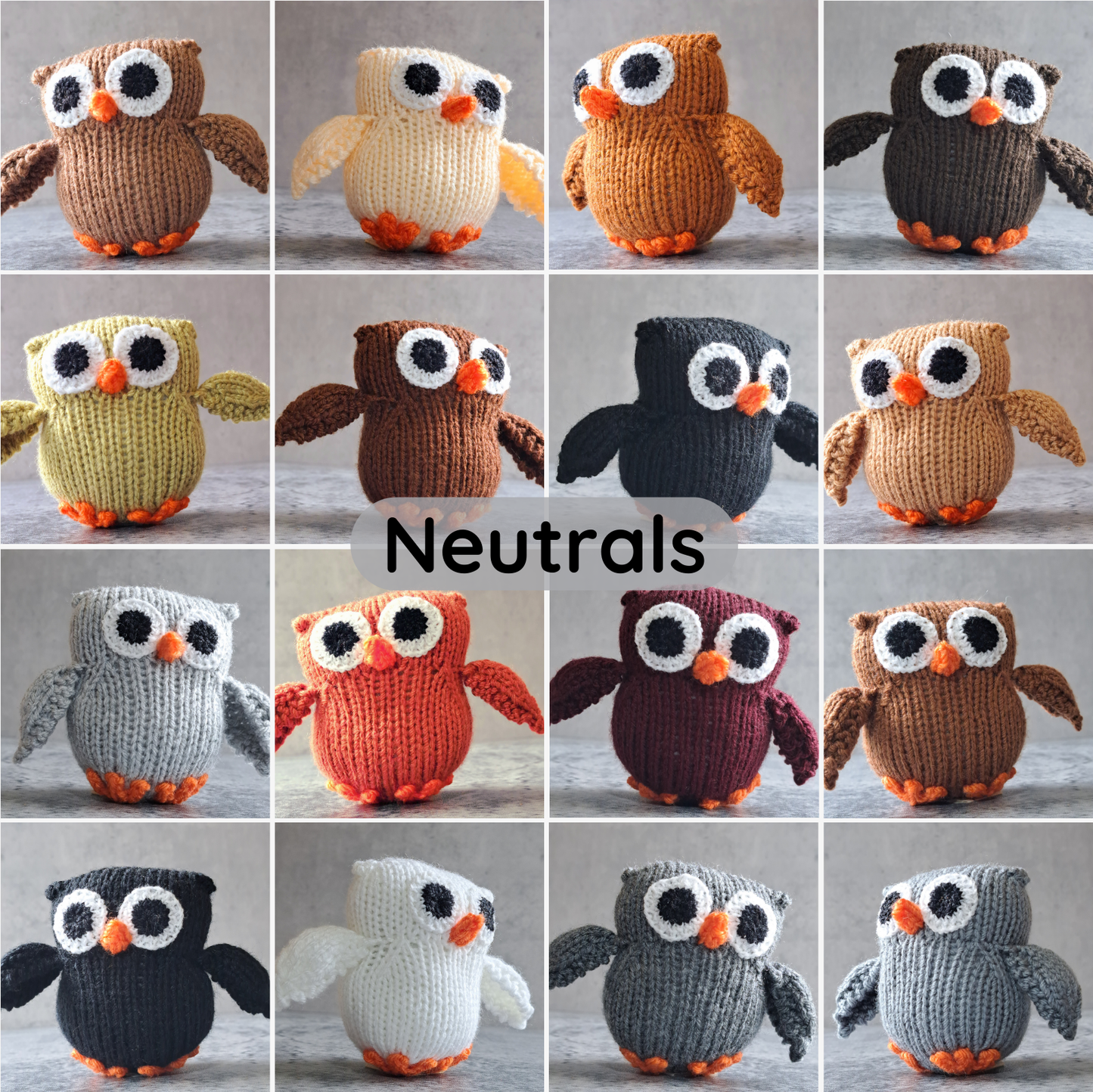 Handknit Owl Toy - Neutrals