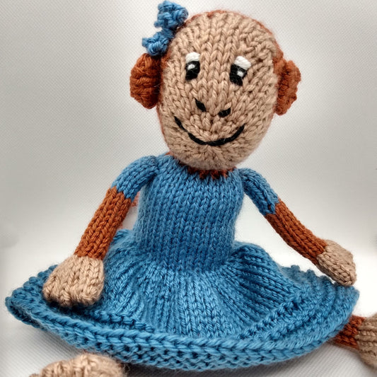 PDF Knitting Pattern - Marlo the Monkey (Long Dress Version) Stuffed Toy