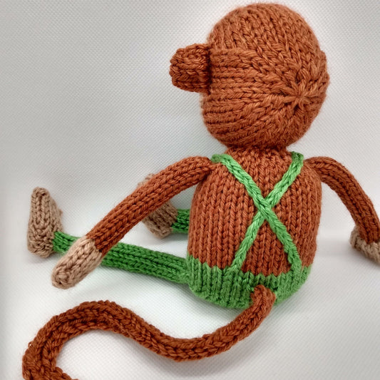 PDF Knitting Pattern - Marlo the Monkey (Overalls Version) Stuffed Toy
